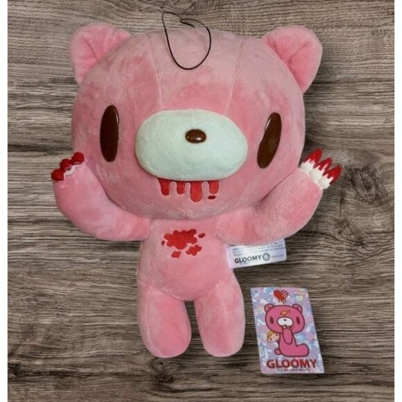 NWT Gloomy Grizzly Plush Mori Chack Naughty Bear Pink 2022 Horror Bloody 12.5" - Picture 1 of 16